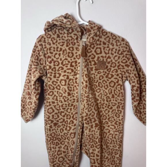 Kuling Northpole fleece One Piece Romper With Hood Leopard Print 12-18 Months - Picture 8 of 12